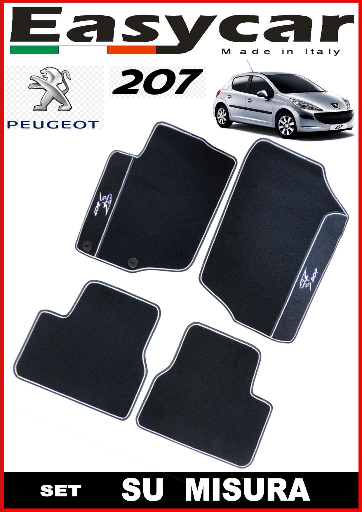Tappeti moquette auto specifici Peugeot 207 2006/> con bottoni fissaggio NO LOGO